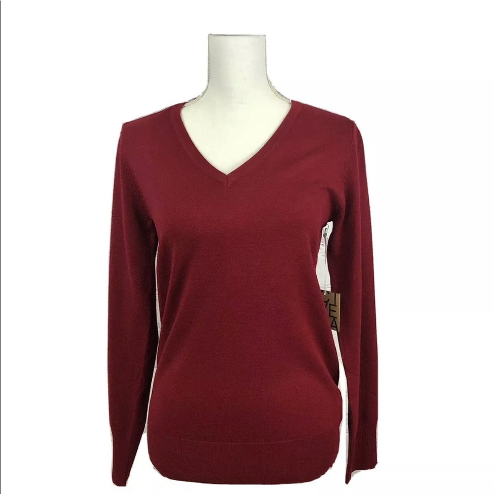 NWT  Deep Burgundy Soft V Neck Sweater